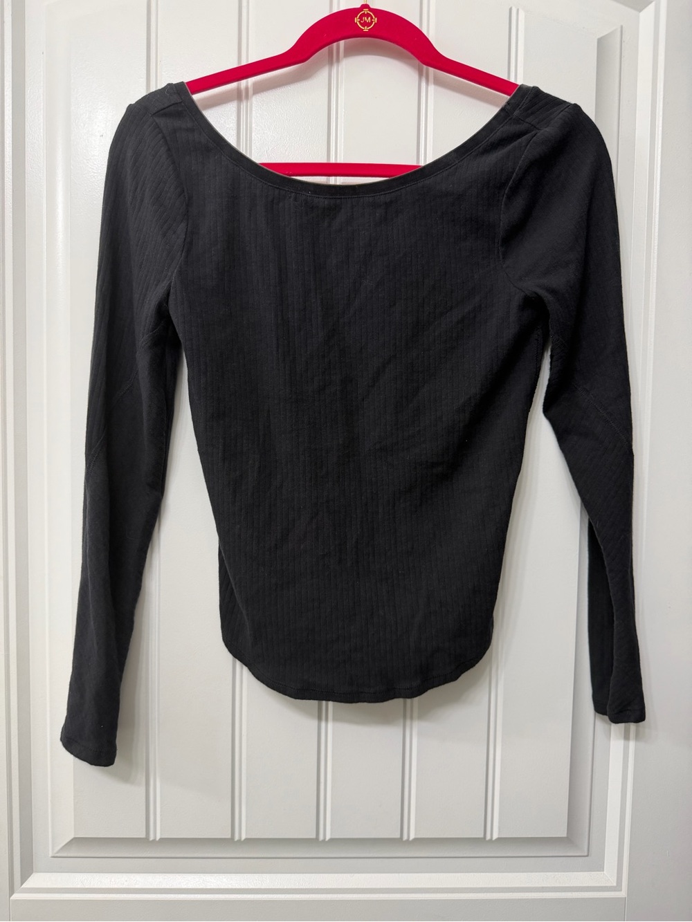 Intimately by Free People washed black Ribbed Long-Sleeve Boatneck Top size M